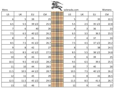 burberry size chart man|burberry blue label size chart.